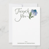 Carte De Remerciements Blue and Green Wildflower Flat Thank You Notes (Devant)