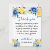 Carte De Remerciements Blue and Yellow Floral Wedding (Devant)