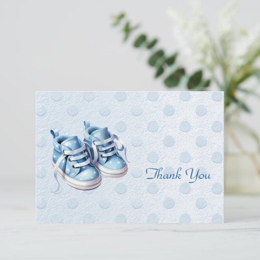 Carte de remerciements Blue Baby Shoes (Debout devant)