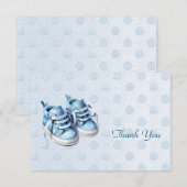 Carte de remerciements Blue Baby Shoes (Devant / Derrière)