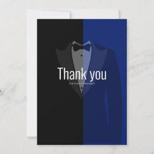 Carte De Remerciements Blue black tuxedo poker bachelor party