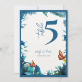 Carte De Remerciements Blue Botanical Butterfly Wedding Table Number (Devant)