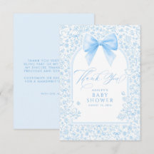 Blue Bow French Floral Chinoiserie Baby Shower