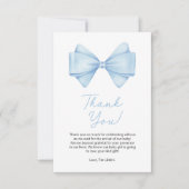 Carte De Remerciements Blue Bow Modern Boy Baby shower (Devant)