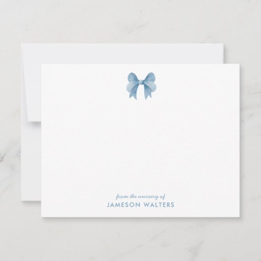 Carte De Remerciements Blue Bow Personnalisé Baby Boy Note Card (Devant)