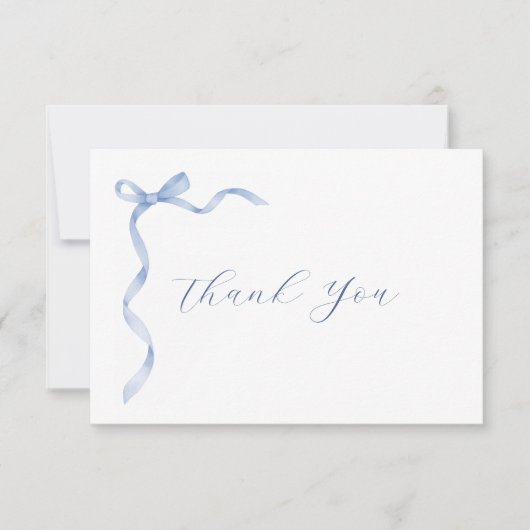 Carte De Remerciements Blue Bow Ribbon Baby Shower (Devant)