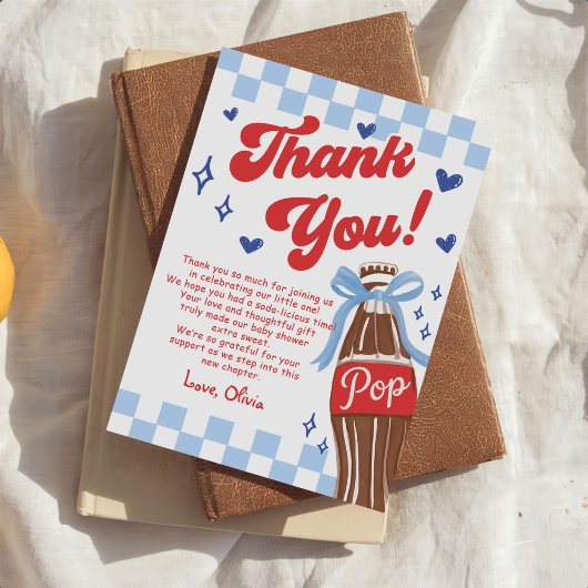 Carte De Remerciements Blue Bow She's Ready to Pop Baby Shower