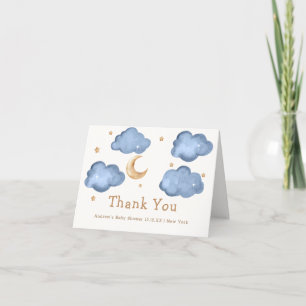 Carte De Remerciements Blue Boy Moon Stars Twinkle Twinkle Baby shower