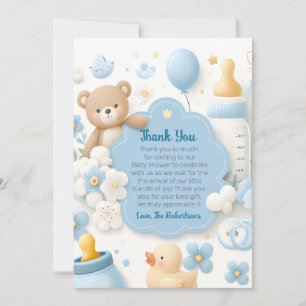 Carte De Remerciements Blue Bundle Joy : Baby Boy Shower