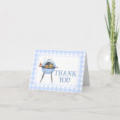 Carte De Remerciements Blue Burger BBQ Baby Shower (Devant)