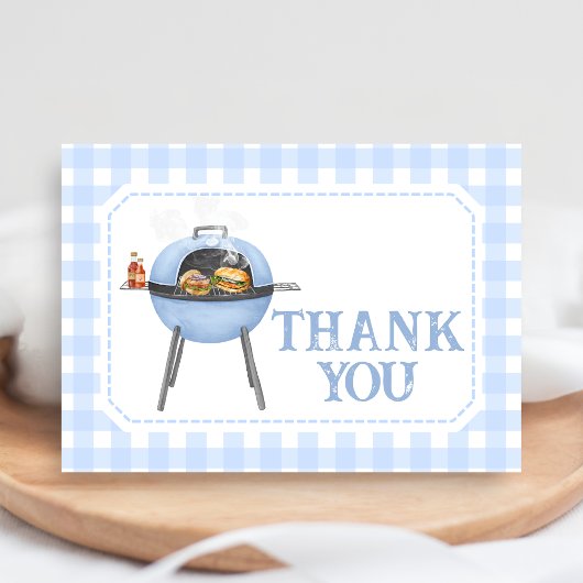 Carte De Remerciements Blue Burger BBQ Baby Shower