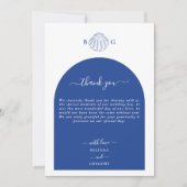 Carte De Remerciements Blue Clam Seashells Coastal Seaside Beach Wedding (Devant)