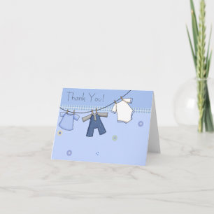 Carte De Remerciements Blue Clothesline Baby Thank You Cards