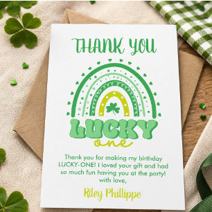 Carte De Remerciements Blue Clover & Rainbow Lucky One Premier Anniversai