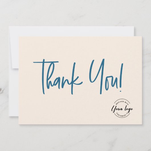 Carte De Remerciements Blue cream black Company Logo Social Thank You  (Devant)