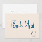 Carte De Remerciements Blue cream black Company Logo Social Thank You  (Devant / Derrière)
