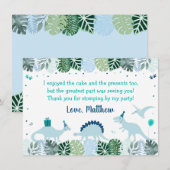 Carte De Remerciements Blue Dinosaur Safari Anniversaire (Devant / Derrière)