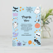 Carte De Remerciements Blue Éffrayant One mignonne Fantôme Halloween 1er (Debout devant)