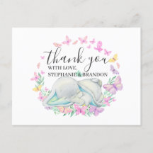 Carte de remerciements Blue Elephant Butterflies