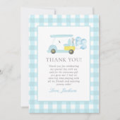 Carte De Remerciements Blue En vichy Golf Boy 1er anniversaire (Devant)