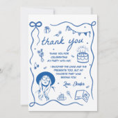 Carte De Remerciements Blue Eras fête d'anniversaire (Devant)