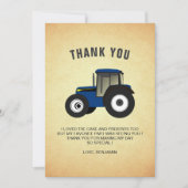 Carte De Remerciements Blue Farm Tractor Anniversaire de enfant Party (Devant)
