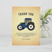 Carte De Remerciements Blue Farm Tractor Anniversaire de enfant Party (Debout devant)