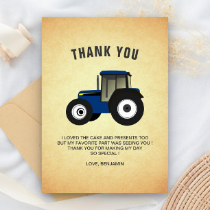 Carte De Remerciements Blue Farm Tractor Anniversaire de enfant Party