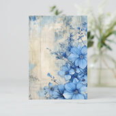 Carte De Remerciements Blue Floral (Debout devant)