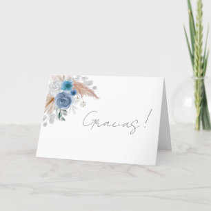 Carte De Remerciements Blue Floral Baby shower espagnol garçon