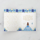 Carte De Remerciements Blue Floral Brown Coiffeuse Fille Anniversaire (Intérieur)