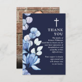 Carte De Remerciements Blue Floral Christian Célébration De La Vie Photo (Devant / Derrière)