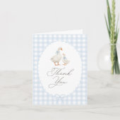 Carte De Remerciements Blue Gingham Silly Goose Baby Shower (Devant)