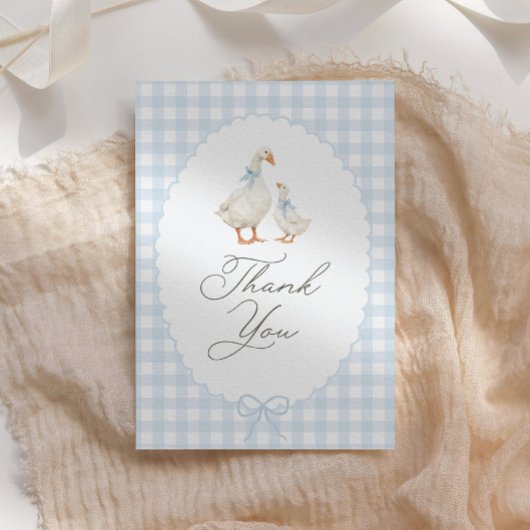 Carte De Remerciements Blue Gingham Silly Goose Baby Shower