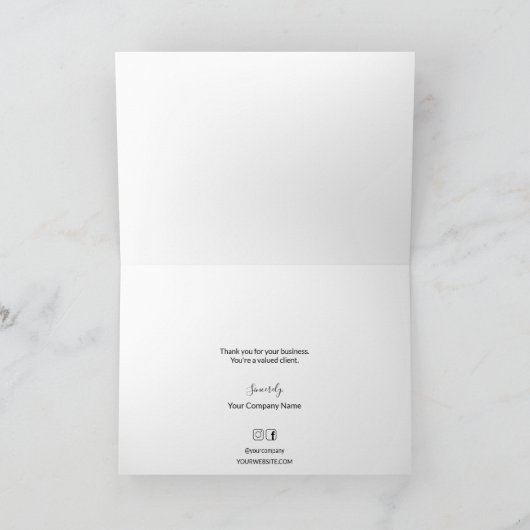 Carte De Remerciements Blue gold Custom Customer Appreciation (Intérieur)