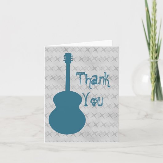Carte de remerciements Blue Guitare Grunge (Devant)