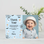 Carte De Remerciements Blue Halloween Ghost Thank You Card (Debout devant)