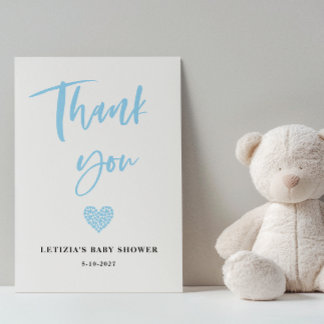 Carte De Remerciements Blue Heart Baby Shower