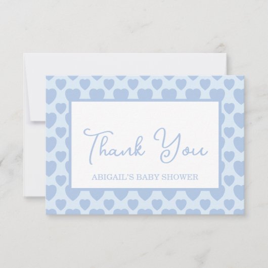 Carte De Remerciements Blue Hearts Baby Shower  (Devant)