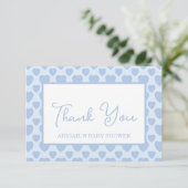 Carte De Remerciements Blue Hearts Baby Shower  (Debout devant)