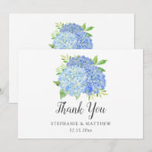 Carte De Remerciements Blue Hydrangea Aquarelle Mariage Floral (Devant / Derrière)