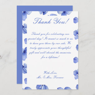 Carte De Remerciements Blue Hydrangea Floral Mariage