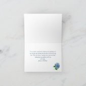 Carte De Remerciements Blue Hydrangea Lantern Navy Mariage de bois (Intérieur)