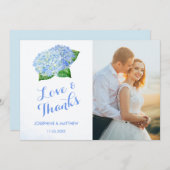 Carte De Remerciements Blue Hydrangea Mariage Photo (Devant / Derrière)
