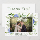 Carte De Remerciements Blue Hydrangeas Floral Aquarelle Mariage Photo (Devant / Derrière)