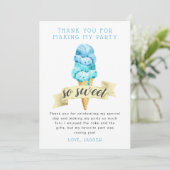 Carte De Remerciements Blue Ice Cream Boy Fête d'anniversaire (Debout devant)