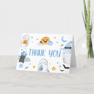 Carte De Remerciements Blue Little Boo Ghost Baby shower
