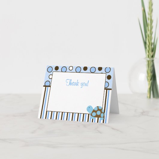 Carte De Remerciements Blue mod Turtle Trendy Blue dot (Devant)