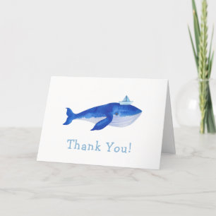 Carte De Remerciements Blue Modern Boy Under the Sea Whale Baby shower
