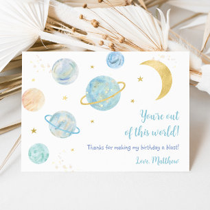 Carte De Remerciements Blue Pastel Two Moon Space Anniversaire